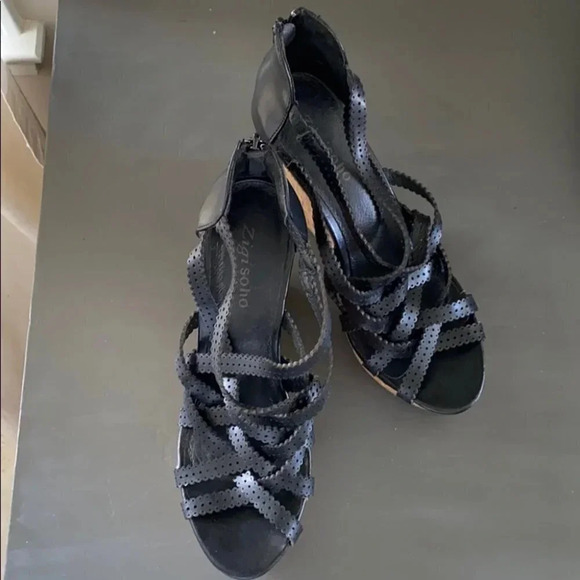 Zigisoho Black Larsen Platform Wedge Sandal 8 - Picture 2 of 7